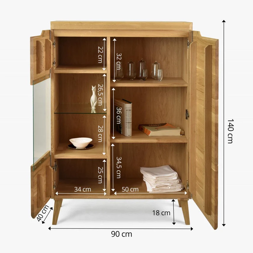 Vitrinekast van massief eikenhout Milan 3 | NordicStory - Image 13