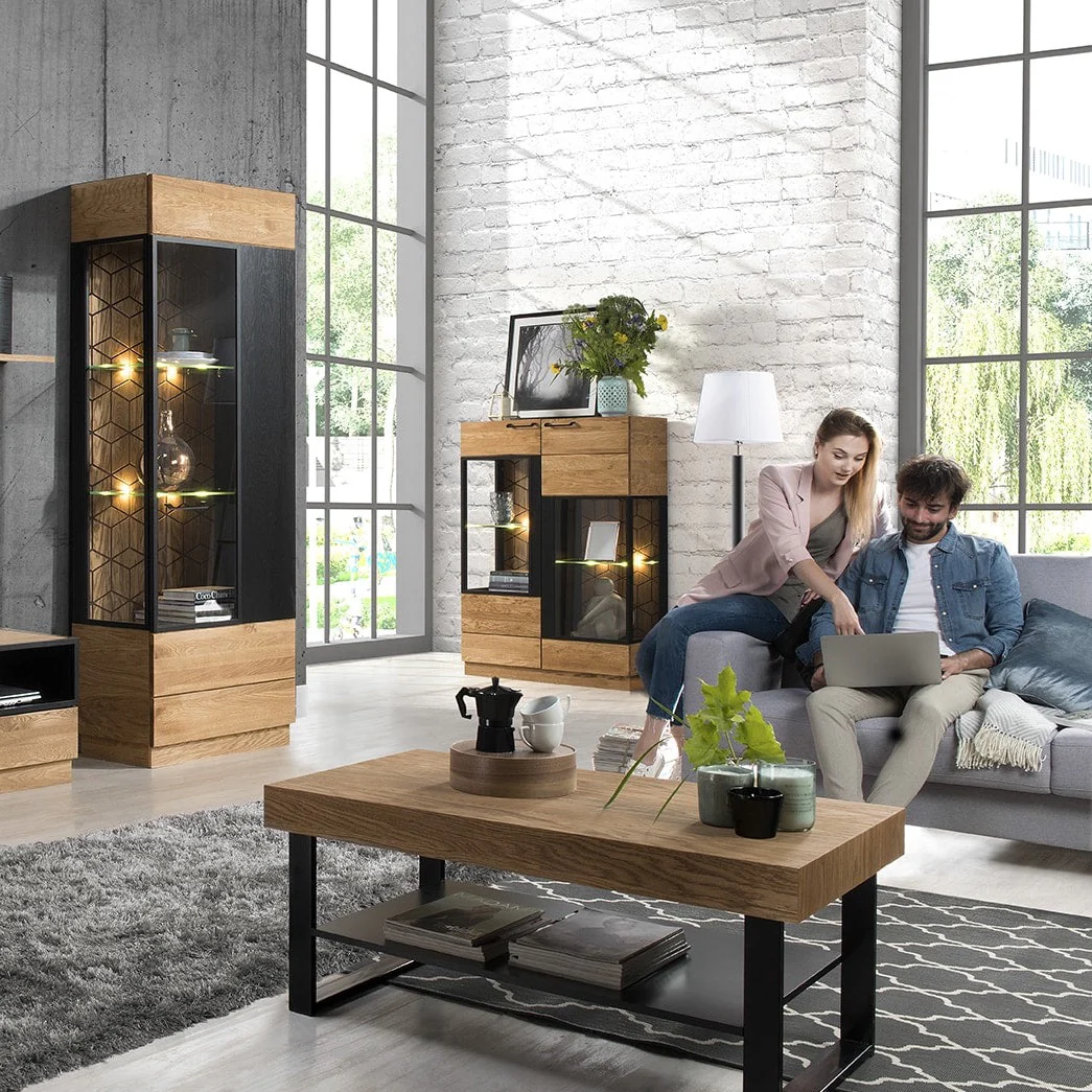Eikenhouten vitrinekast MOZAIK 12 | LoftStory - Image 7