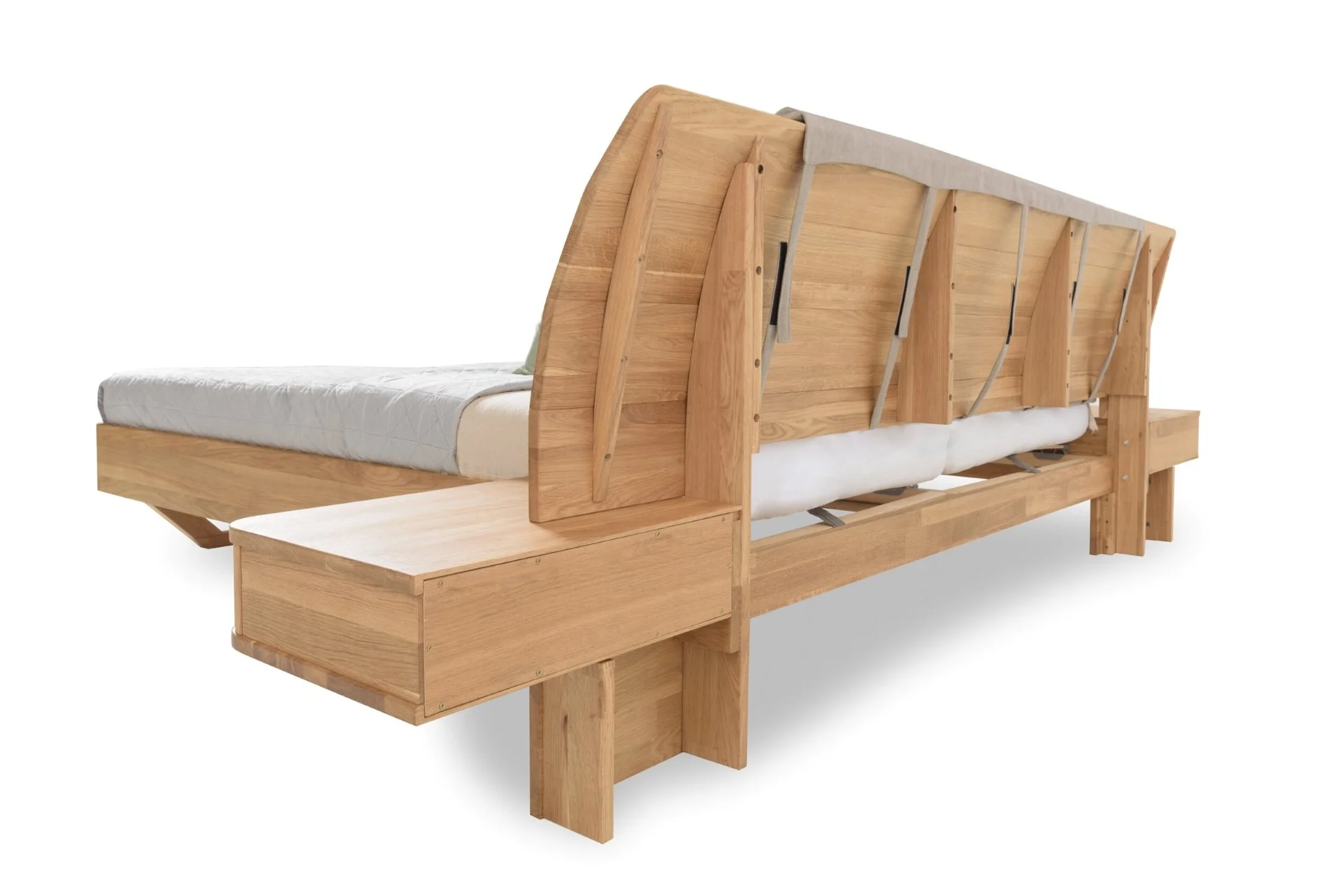 Massief eikenhouten bed met vastgebouwde nachtkastjes ALINA | NordicStory - Image 11