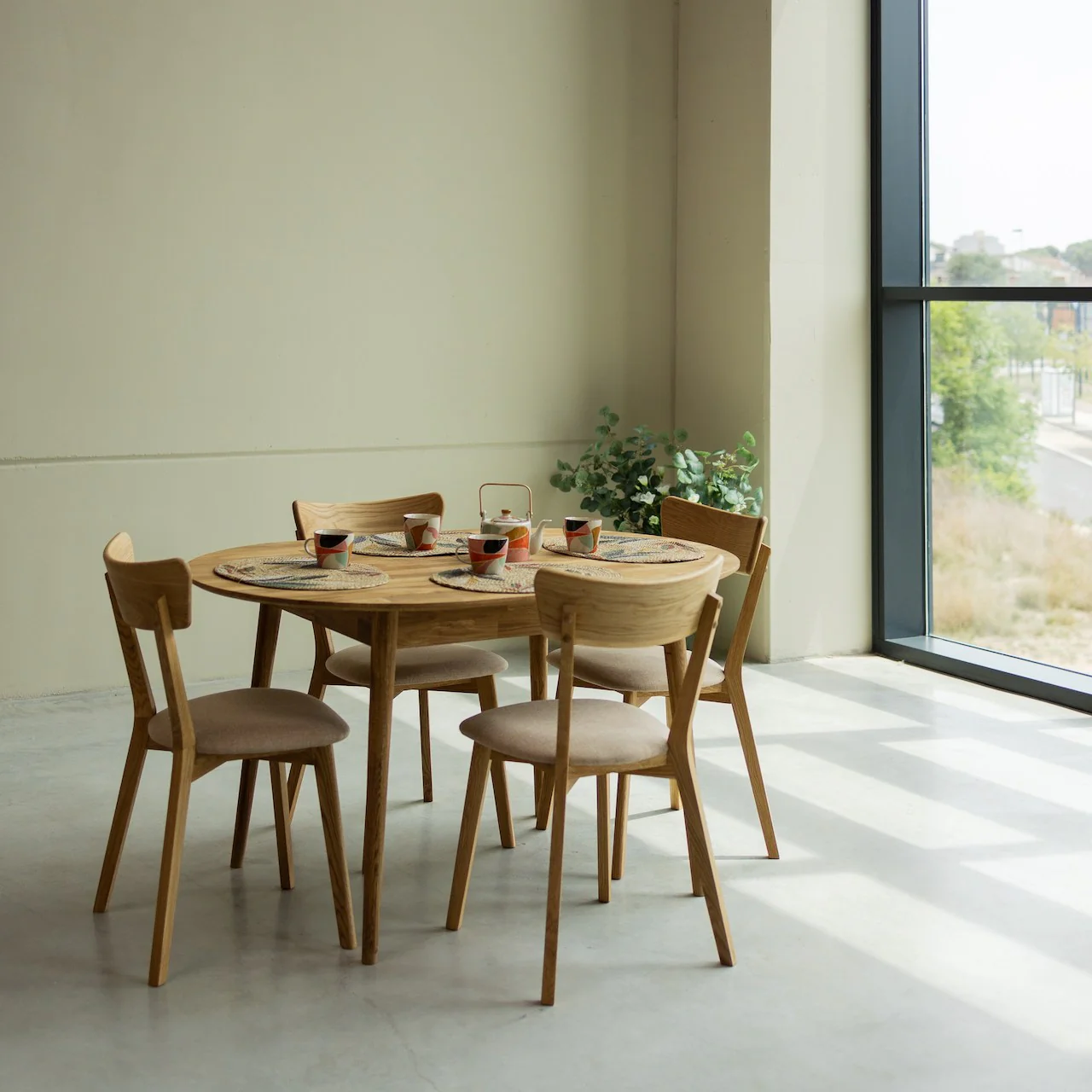 Set Escandi massief houten tafel en 4 stoelen Diana - Image 8