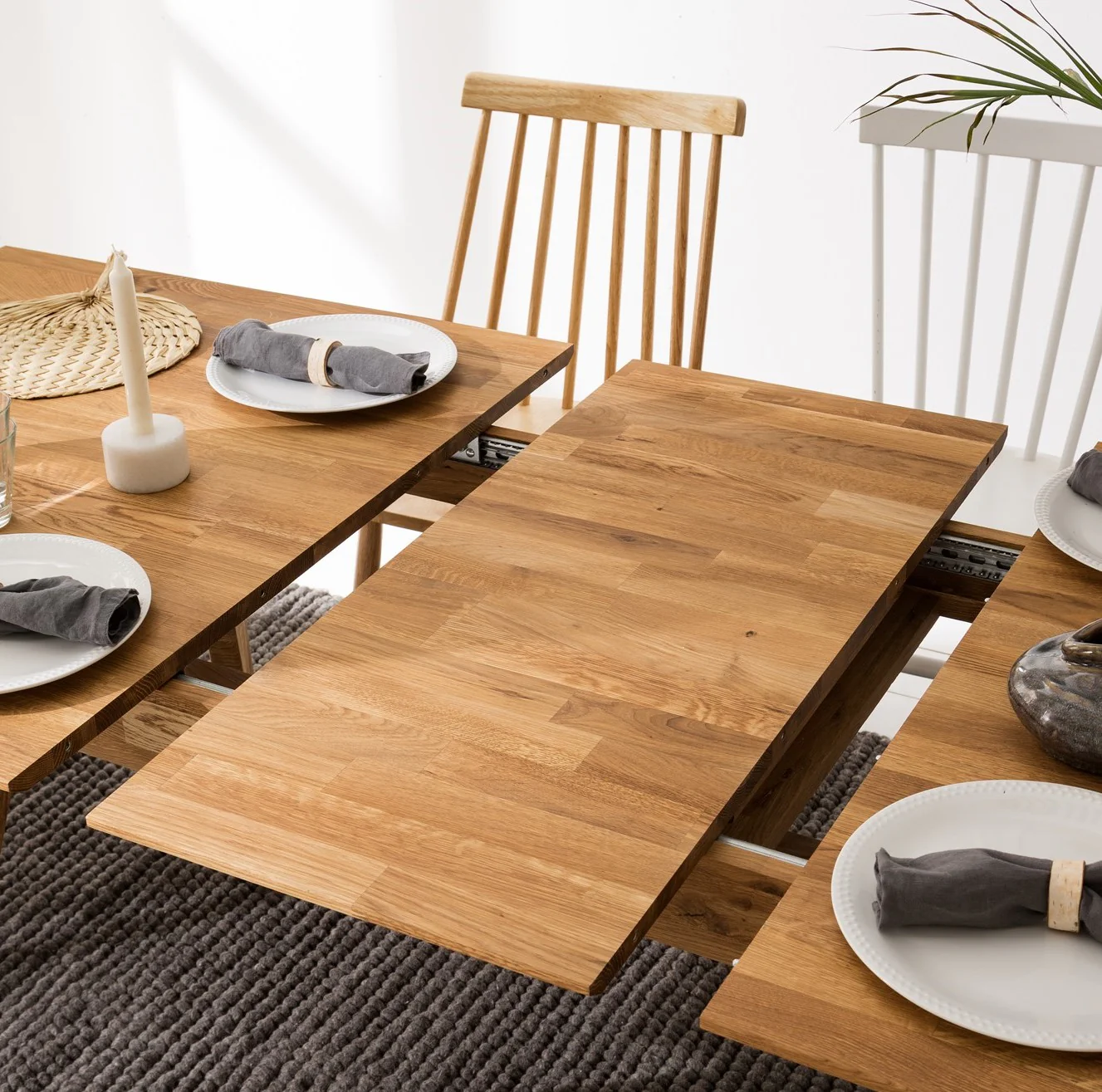 Rechthoekige uitschuifbare eettafel in massief eiken Escandi | NordicStory - Image 3