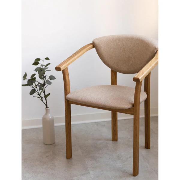 Set van 2 of 4 Alexis eetkamerstoelen, frame van massief eiken, bekleding beige | NordicStory - Image 12
