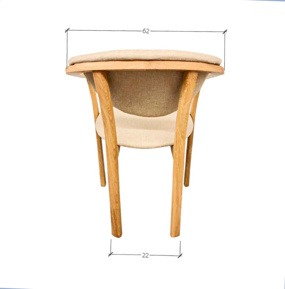 Set van 2 of 4 Alexis eetkamerstoelen, frame van massief eiken, bekleding beige | NordicStory - Image 7