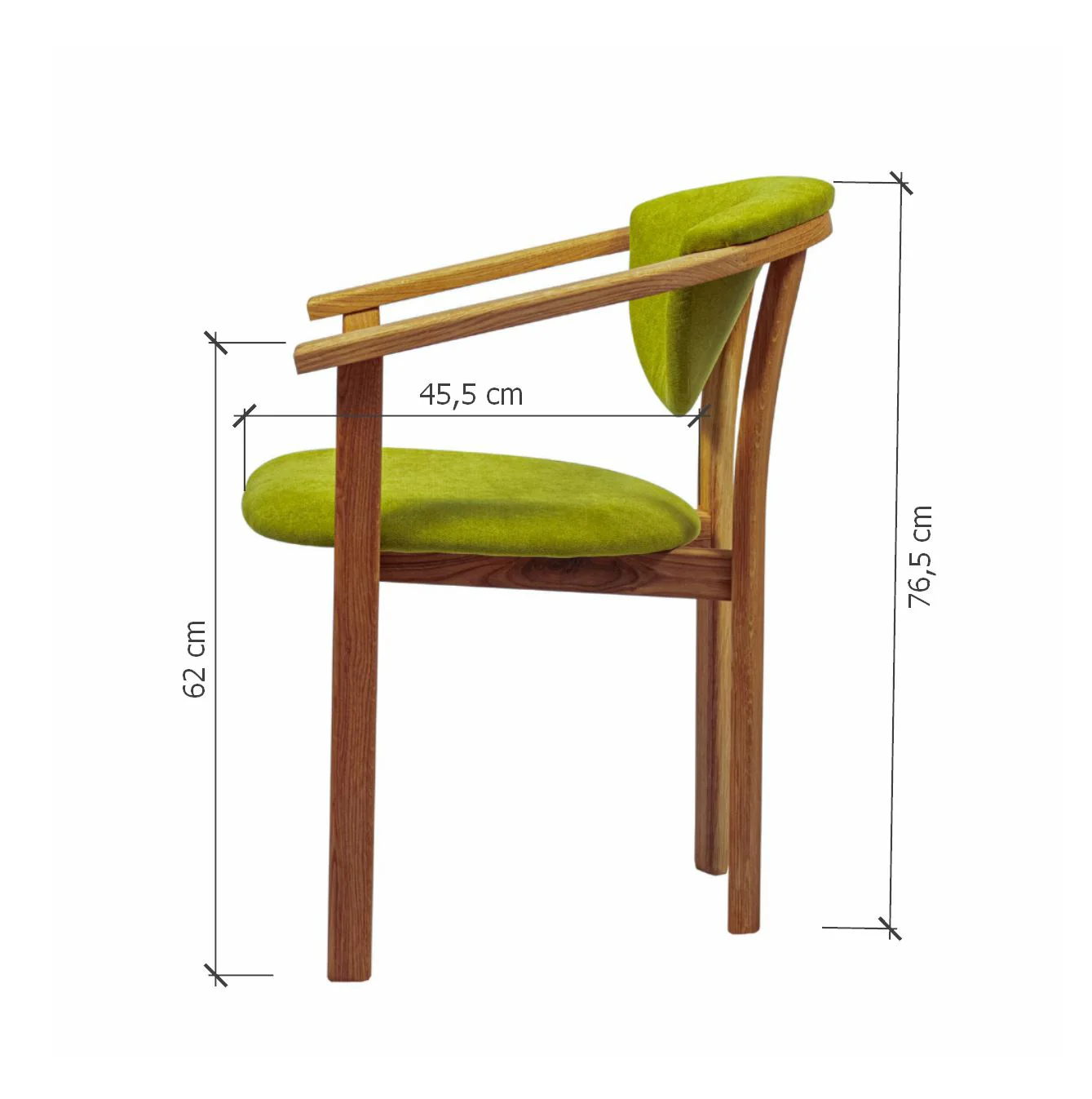 Set van 2 of 4 Alexis eetkamerstoelen, frame van massief eiken, bekleding in levend groen | NordicStory - Image 3