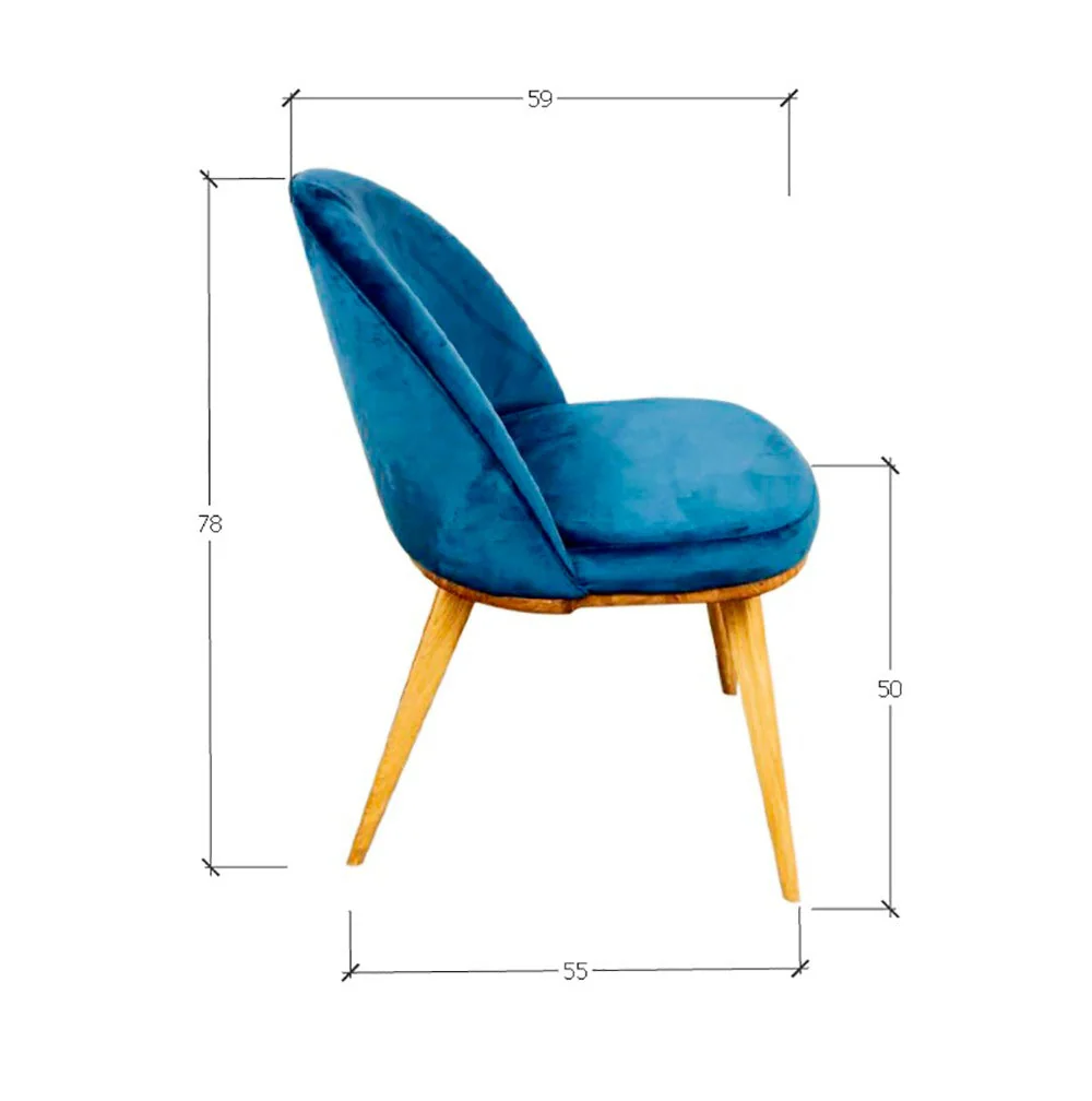 Set van 2 of 4 Clara eetkamerstoelen, frame van massief eiken, bekleding in Monako Blue | NordicStory - Image 8