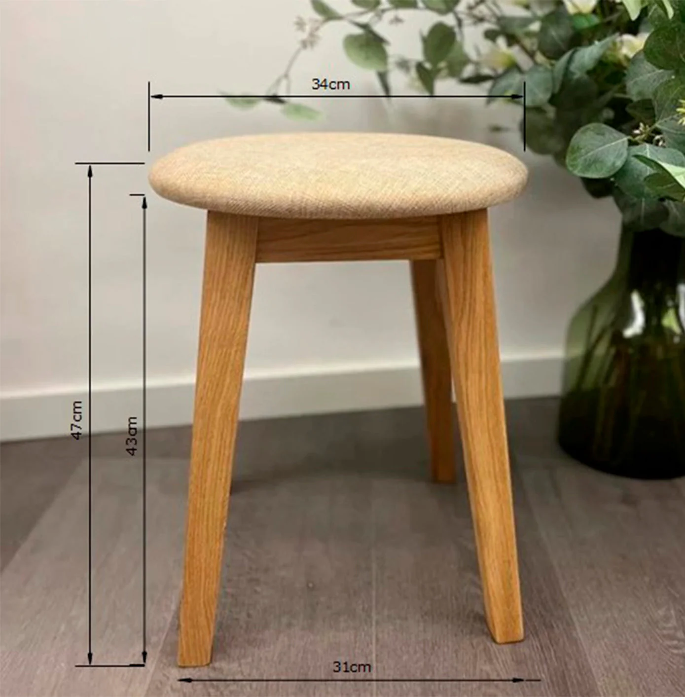 Set van 2 of 4 massief houten eetkrukken Diana, gestoffeerd | NordicStory - Image 8