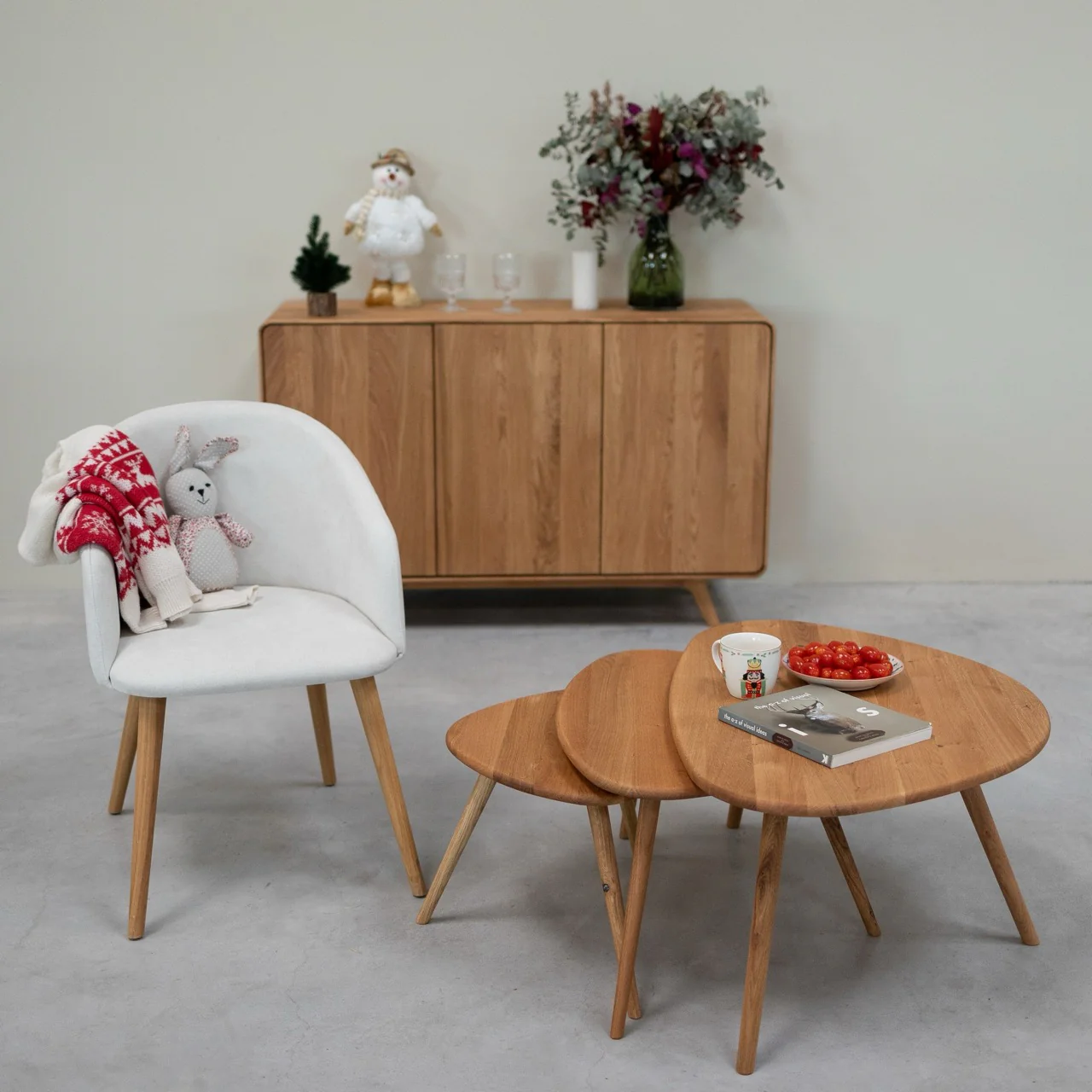 Set van 3 stapelbare salontafels in massief eiken Geneva | NordicStory - Image 4