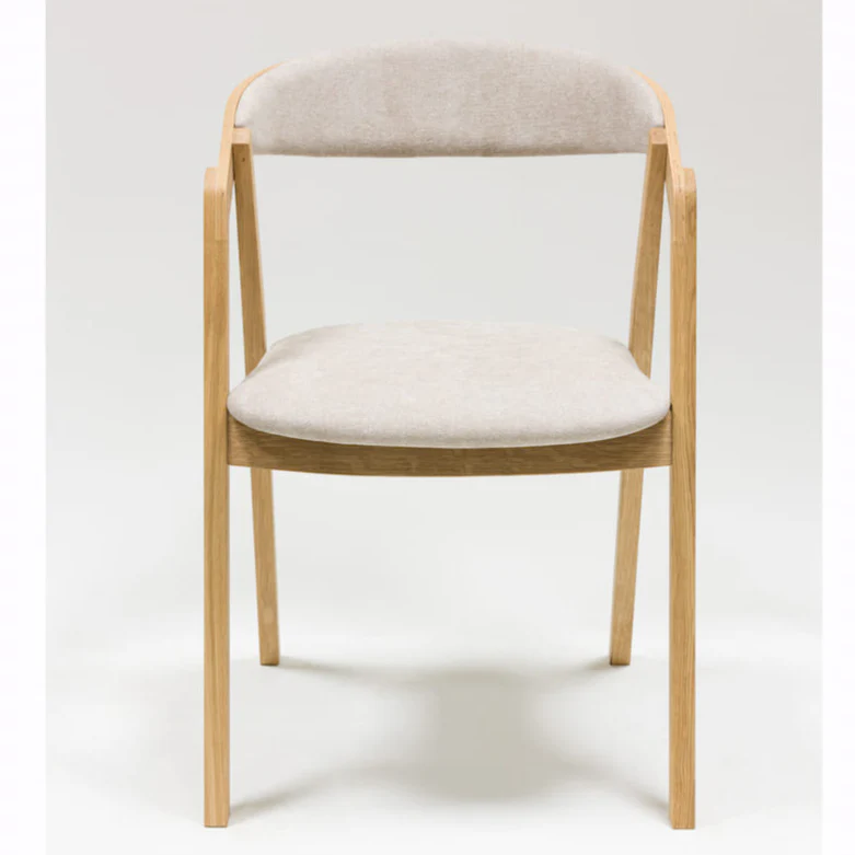 Set van 2 of 4 Knut massief eiken eetkamerstoelen, bekleding Beige/Antraciet Grijs | VESKOR - Image 10