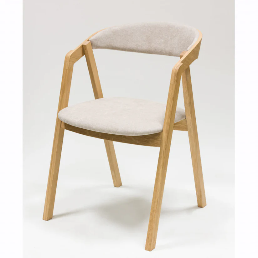 Set van 2 of 4 Knut massief eiken eetkamerstoelen, bekleding Beige/Antraciet Grijs | VESKOR - Image 11